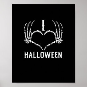 Halloween Skeleton Hands Heart Cute Women Girls Ki Poster