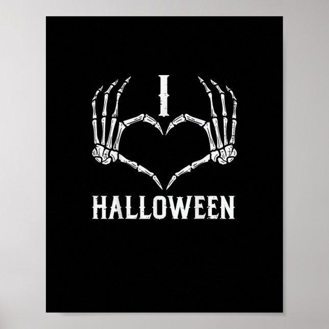 Halloween Skeleton Hands Heart Cute Women Girls Ki Poster (Front)