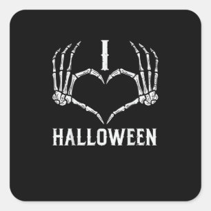 Halloween Skeleton Hands Heart Cute Women Girls Ki Square Sticker