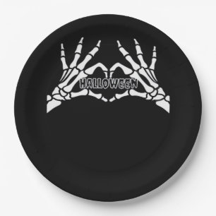 Halloween - Skeleton Hands Heart Paper Plate