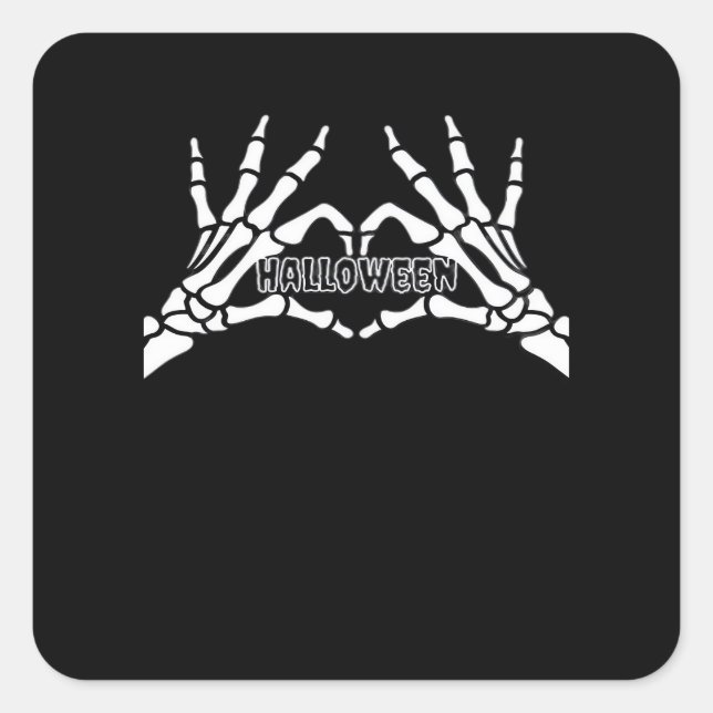 Halloween - Skeleton Hands Heart Square Sticker (Front)