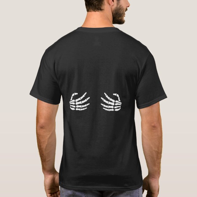 Halloween Skeleton Hands T-Shirt | Funny Spooky Pu (Back)