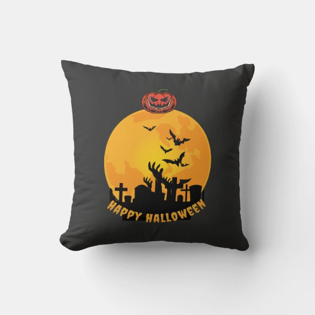 Halloween Skeleton Hands T-Shirt | Funny Spooky Pu Cushion (Front)