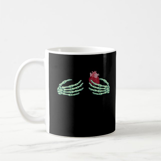 Halloween Skeleton Hands With Heart Classic Coffee Mug (Left)