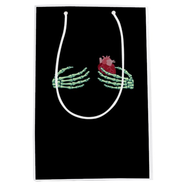 Halloween Skeleton Hands With Heart Classic Medium Gift Bag (Front)