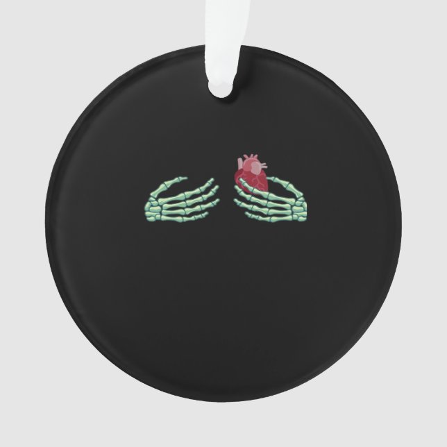 Halloween Skeleton Hands With Heart Classic Ornament (Front)