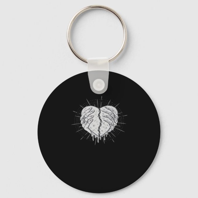 Halloween Skeleton Hands With Heart Classic Style Key Ring (Front)