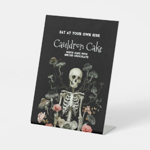 Halloween Skeleton Haunted Forest Black Pedestal Sign