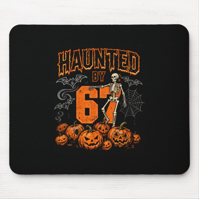 Halloween Skeleton Haunted Six Seven Number Gen Al Mouse Mat (Front)