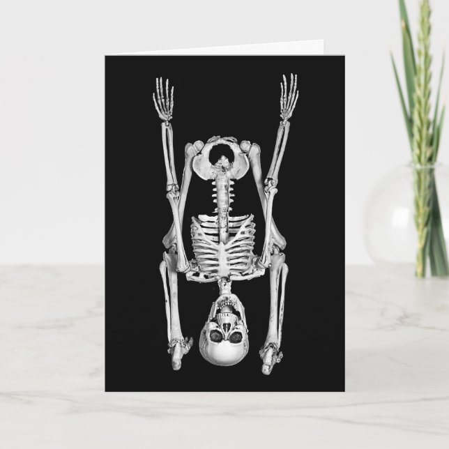Halloween Skeleton Headstand Card (Front)