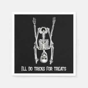 Halloween Skeleton Headstand Humour Napkin