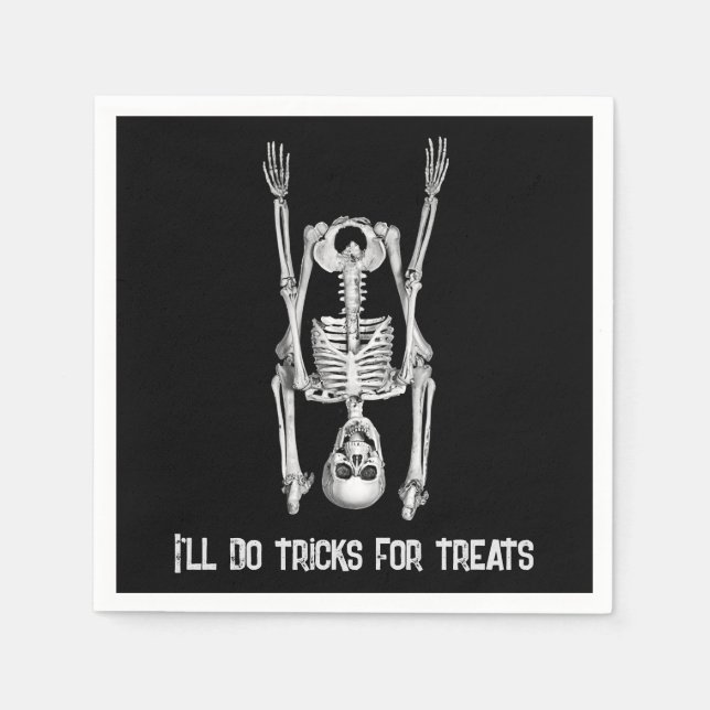 Halloween Skeleton Headstand Humour Napkin (Front)