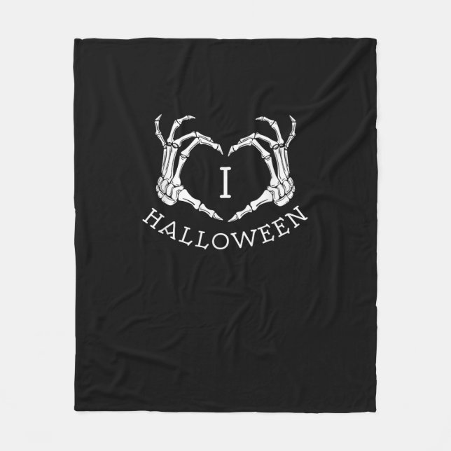 Halloween Skeleton Heart Fall Fleece Blanket (Front)