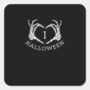 Halloween Skeleton Heart Fall Square Sticker