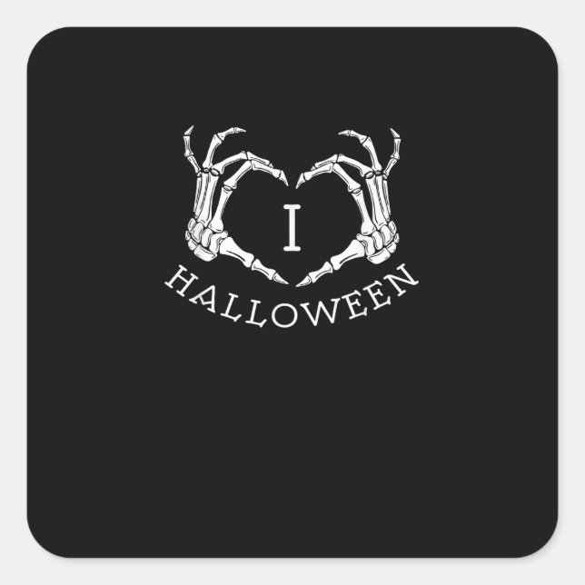 Halloween Skeleton Heart Fall Square Sticker (Front)