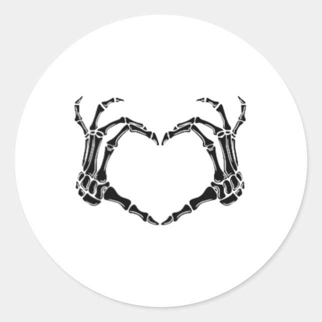 Halloween Skeleton Heart Hands  Classic Round Sticker (Front)