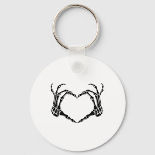 Halloween Skeleton Heart Hands  Key Ring