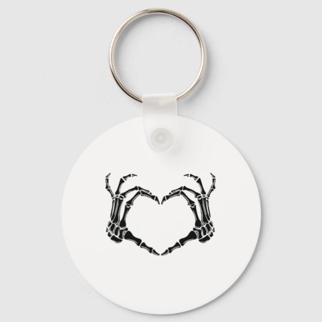 Halloween Skeleton Heart Hands  Key Ring (Front)