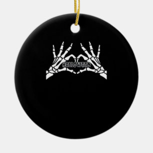 Halloween Skeleton Heart Hands Retro Style Ceramic Tree Decoration