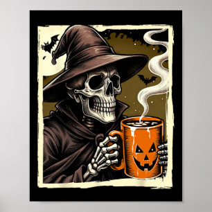 Halloween Skeleton Hot Cocoa Dead Inside Spooky Se Poster