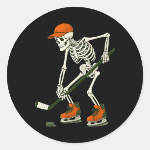 Halloween Skeleton Ice Hockey Costume Funny Men Bo Classic Round Sticker