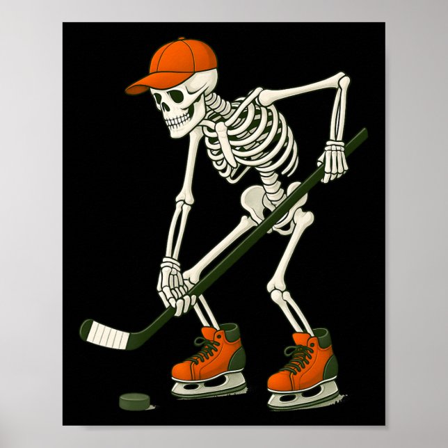 Halloween Skeleton Ice Hockey Costume Funny Men Bo Poster (Front)