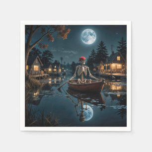 Halloween Skeleton In a Rowboat Napkin