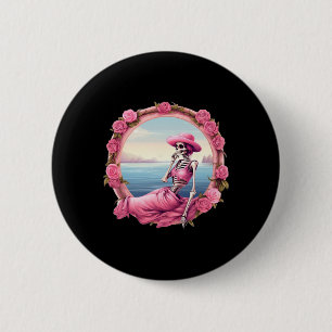 Halloween Skeleton In October We Wear Pink With To 6 Cm Round Badge