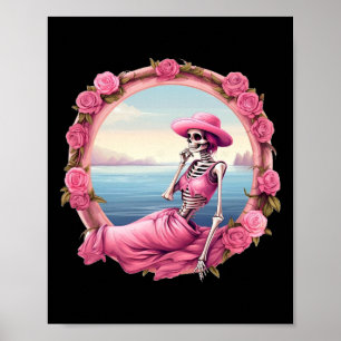 Halloween Skeleton In October We Wear Pink With To Poster