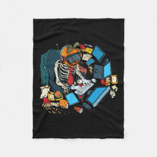 Halloween Skeleton Jack O Lantern Gamer Boys Fleece Blanket