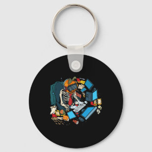 Halloween Skeleton Jack O Lantern Gamer Boys Key Ring