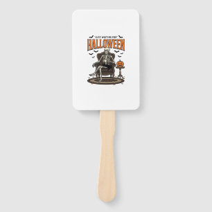 Halloween Skeleton Just Waiting Funny Vintage_1 Hand Fan