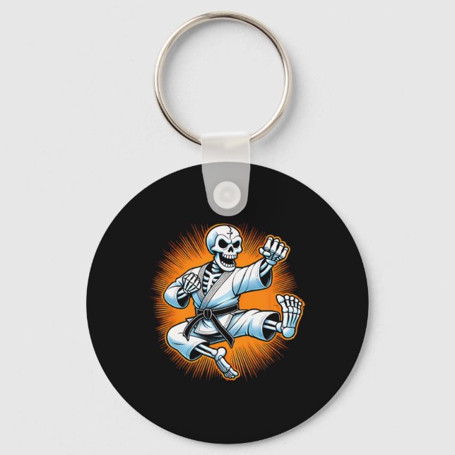 Halloween Skeleton Karate 1  Key Ring (Front)
