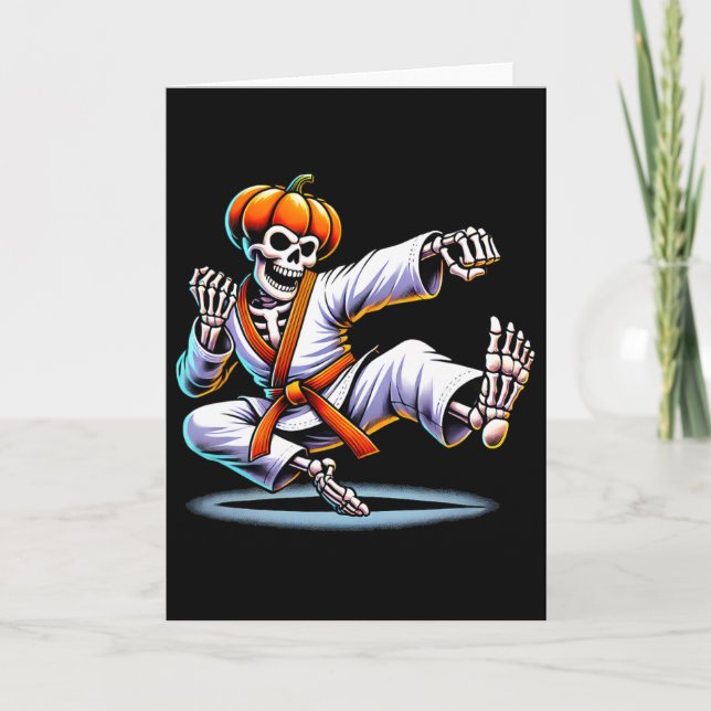 Halloween Skeleton Karate  Card (Front)