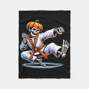 Halloween Skeleton Karate Fleece Blanket