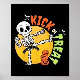 Halloween Skeleton Karate Kick Martial Art Taekwon Poster
