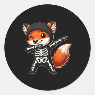 Halloween Skeleton Kids Women Men Fox Classic Round Sticker