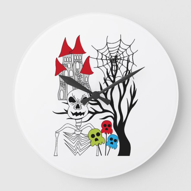 halloween skeleton   large clock (Front)