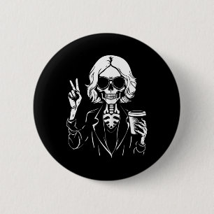 Halloween Skeleton Lazy Drinking Cup Coffee Costum 6 Cm Round Badge