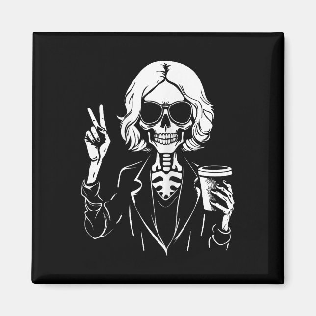 Halloween Skeleton Lazy Drinking Cup Coffee Costum Magnet (Front)