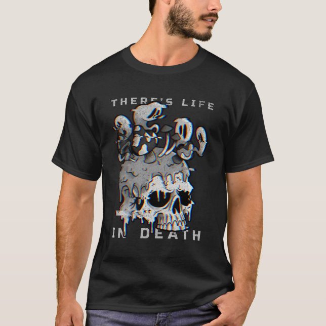 Halloween Skeleton Life Cute Mushroom Retro Cartoo T-Shirt (Front)