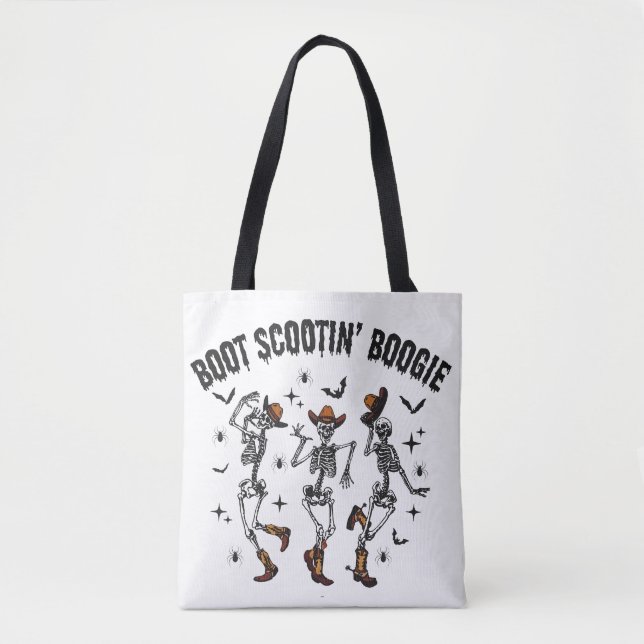 Halloween Skeleton Line Dancing T-Shirt  Tote Bag (Front)
