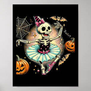 Halloween Skeleton Llet Dancing Llerina Poster