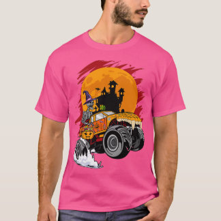 Halloween Skeleton Monster Truck Boys Toddler Kids T-Shirt