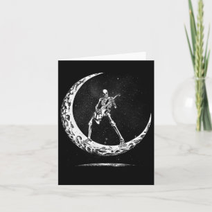 Halloween Skeleton Moon Rock And Roll Musician Gui Card