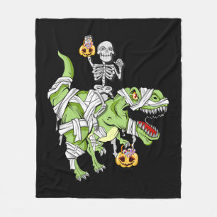 Halloween Skeleton Mummy Dinosaur T rex Fun Hallow Fleece Blanket