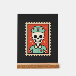 Halloween Skeleton Nurse Stamp Design_1 Acrylic Sign