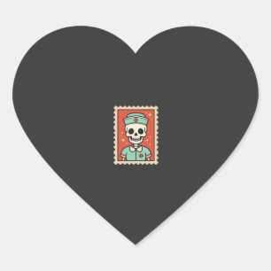 Halloween Skeleton Nurse Stamp Design_1 Heart Sticker