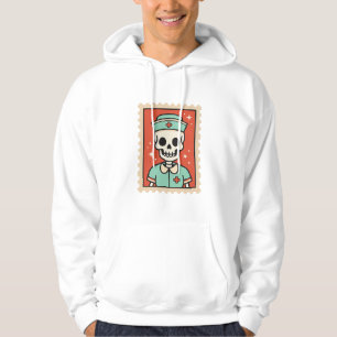 Halloween Skeleton Nurse Stamp Design_1 Hoodie