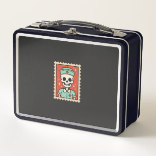 Halloween Skeleton Nurse Stamp Design_1 Metal Lunch Box